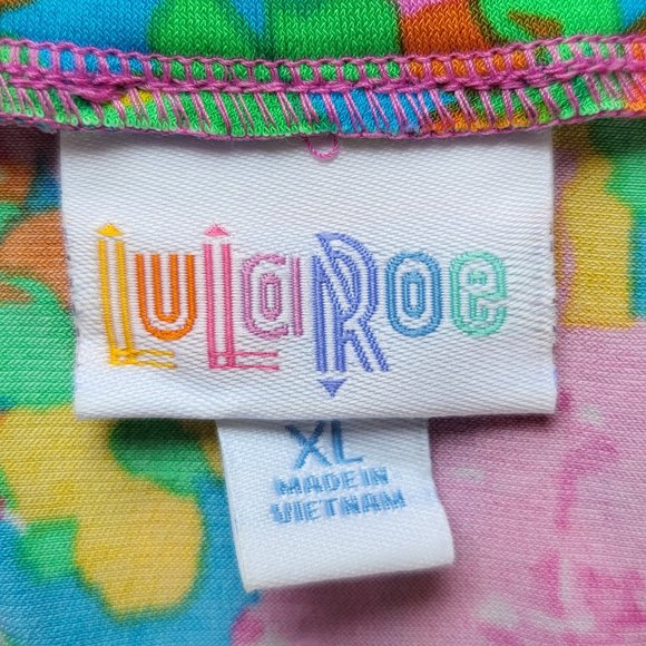 EUC LuLaRoe Maxi Skirt/Dress XL - Bright Pink Yellow Orange Floral - Picture 3 of 4